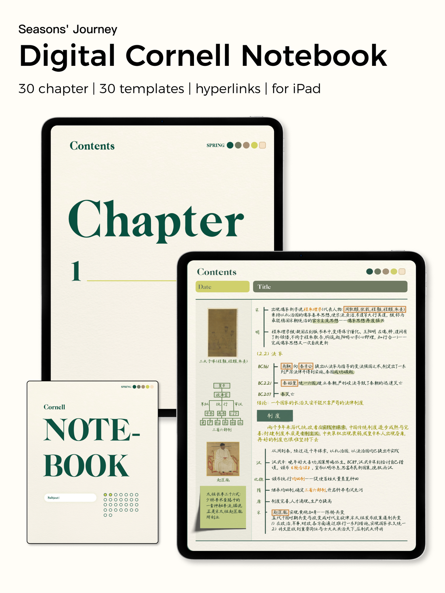 Seasons' Journey | Digital Cornell Notebook Digital Templates for Goodnotes Notability