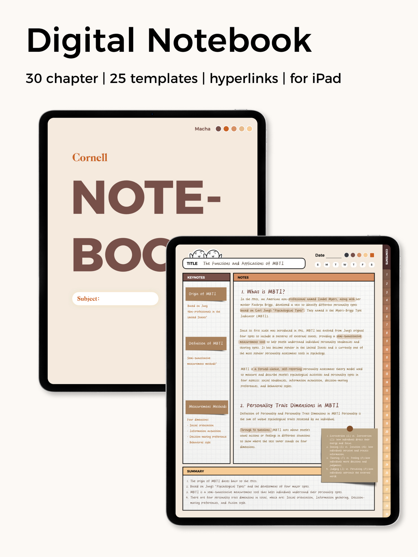 Lovely Cornell Notebook Digital Templates for goodnotes Notability noteful