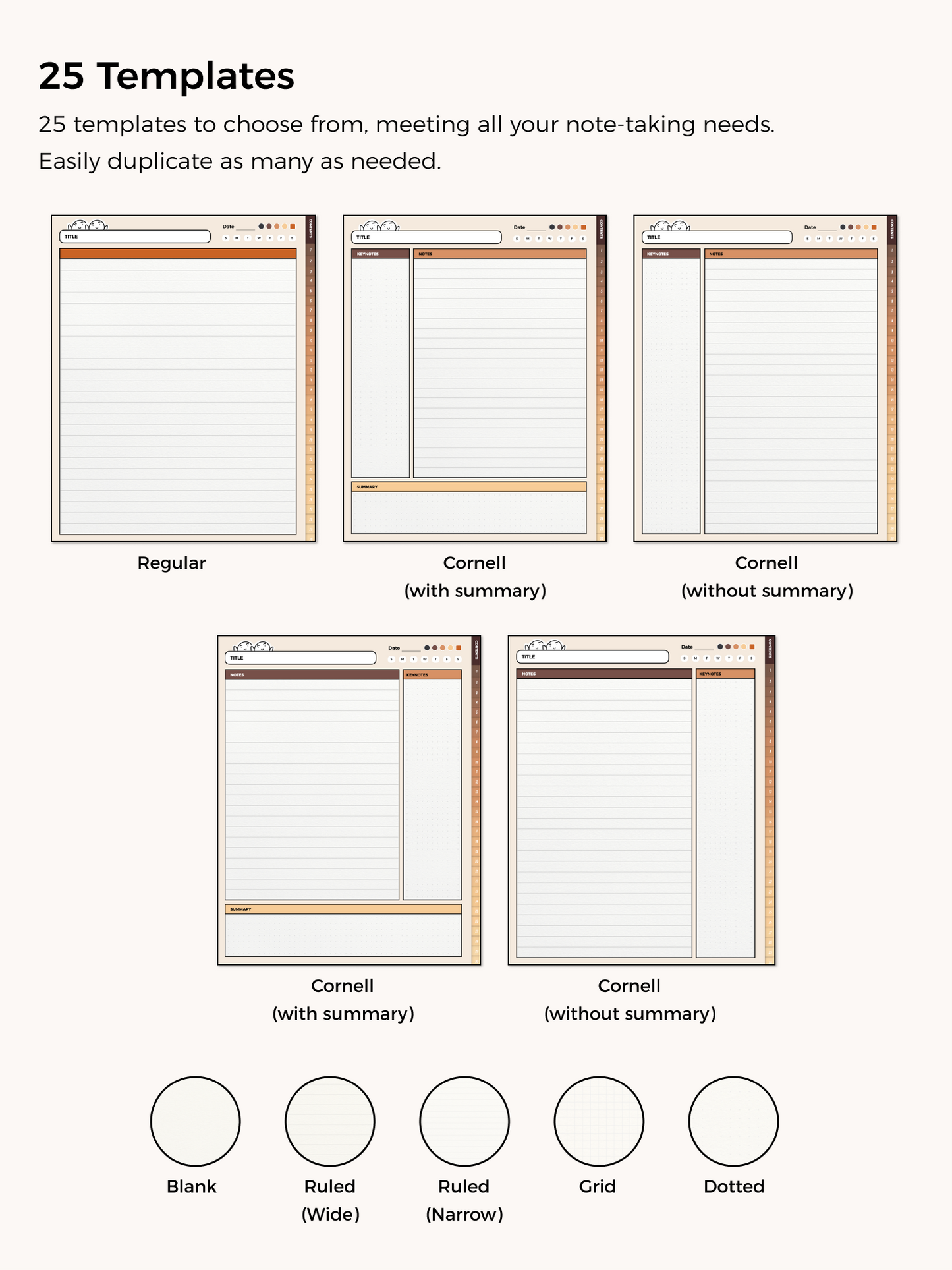 Lovely Cornell Notebook Digital Templates for goodnotes Notability noteful