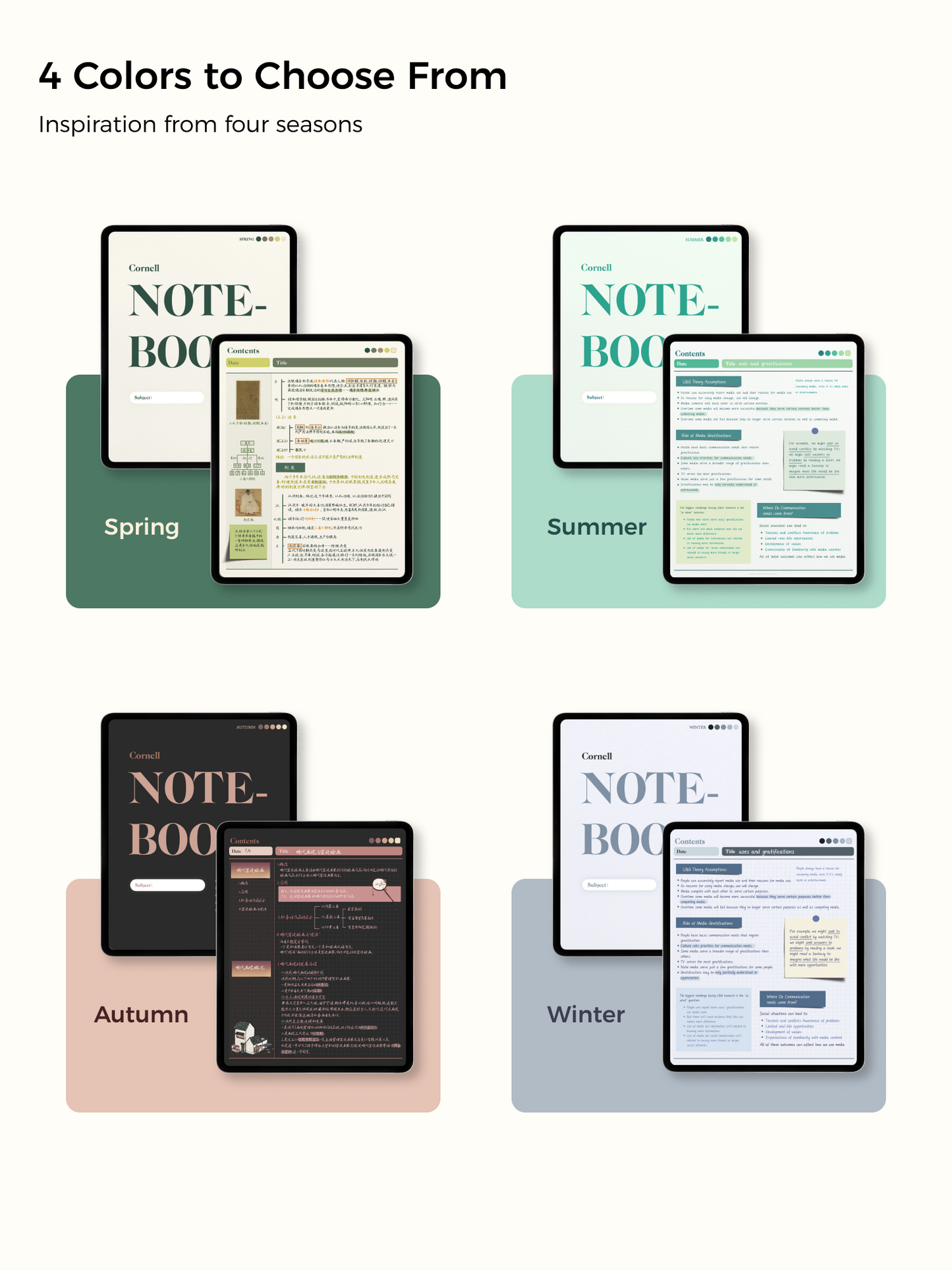 Seasons' Journey | Digital Cornell Notebook Digital Templates for Goodnotes Notability