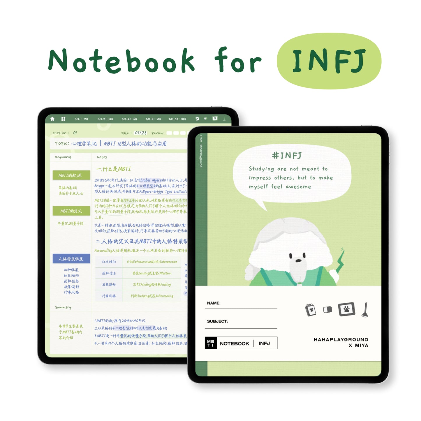 MBTI | Multi-functional Digital Study Notebook Planner | MBTI Digital Template｜Cute Puppies