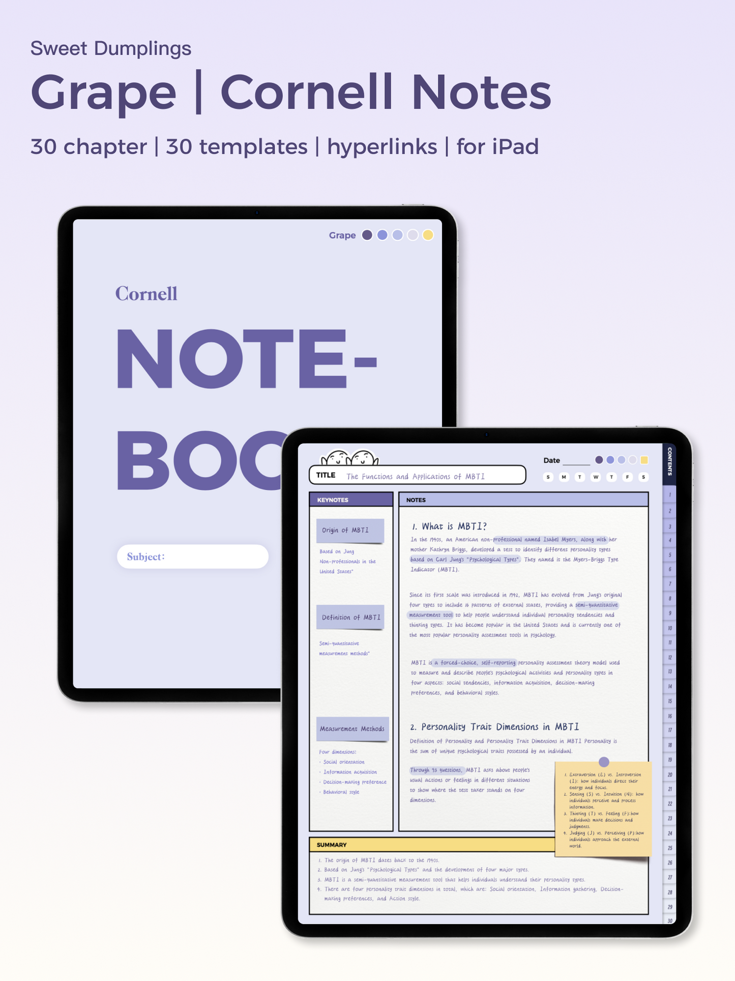 Lovely Cornell Notebook Digital Templates for goodnotes Notability noteful