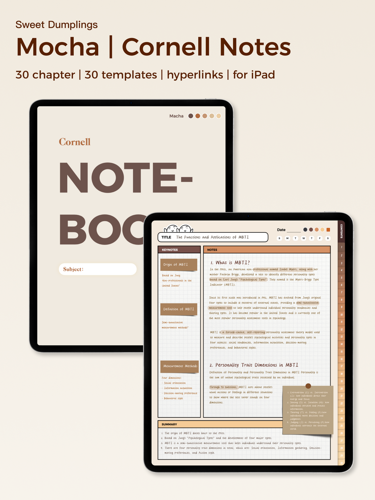 Lovely Cornell Notebook Digital Templates for goodnotes Notability noteful