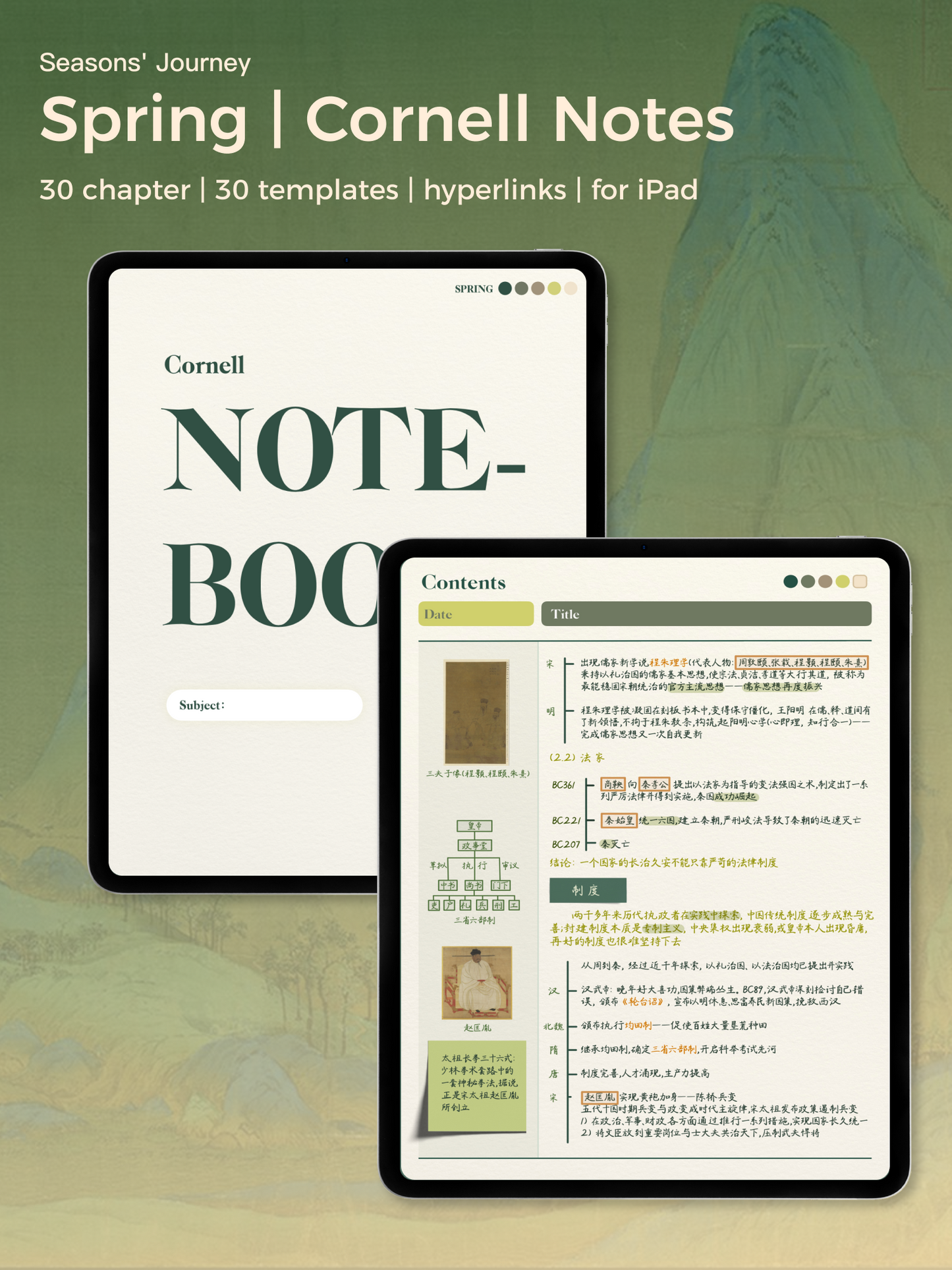 Seasons' Journey | Digital Cornell Notebook Digital Templates for Goodnotes Notability