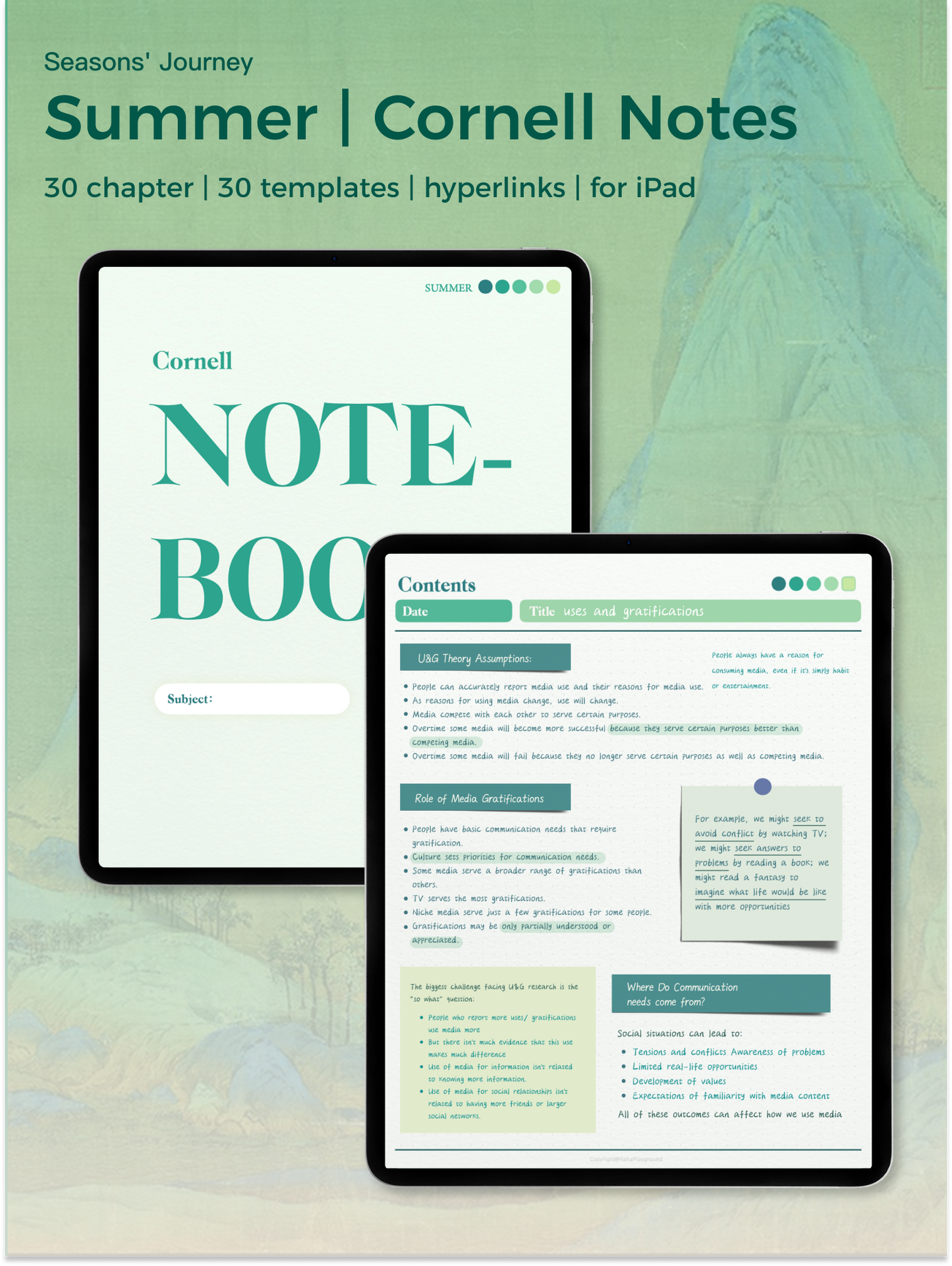 Seasons' Journey | Digital Cornell Notebook Digital Templates for Goodnotes Notability