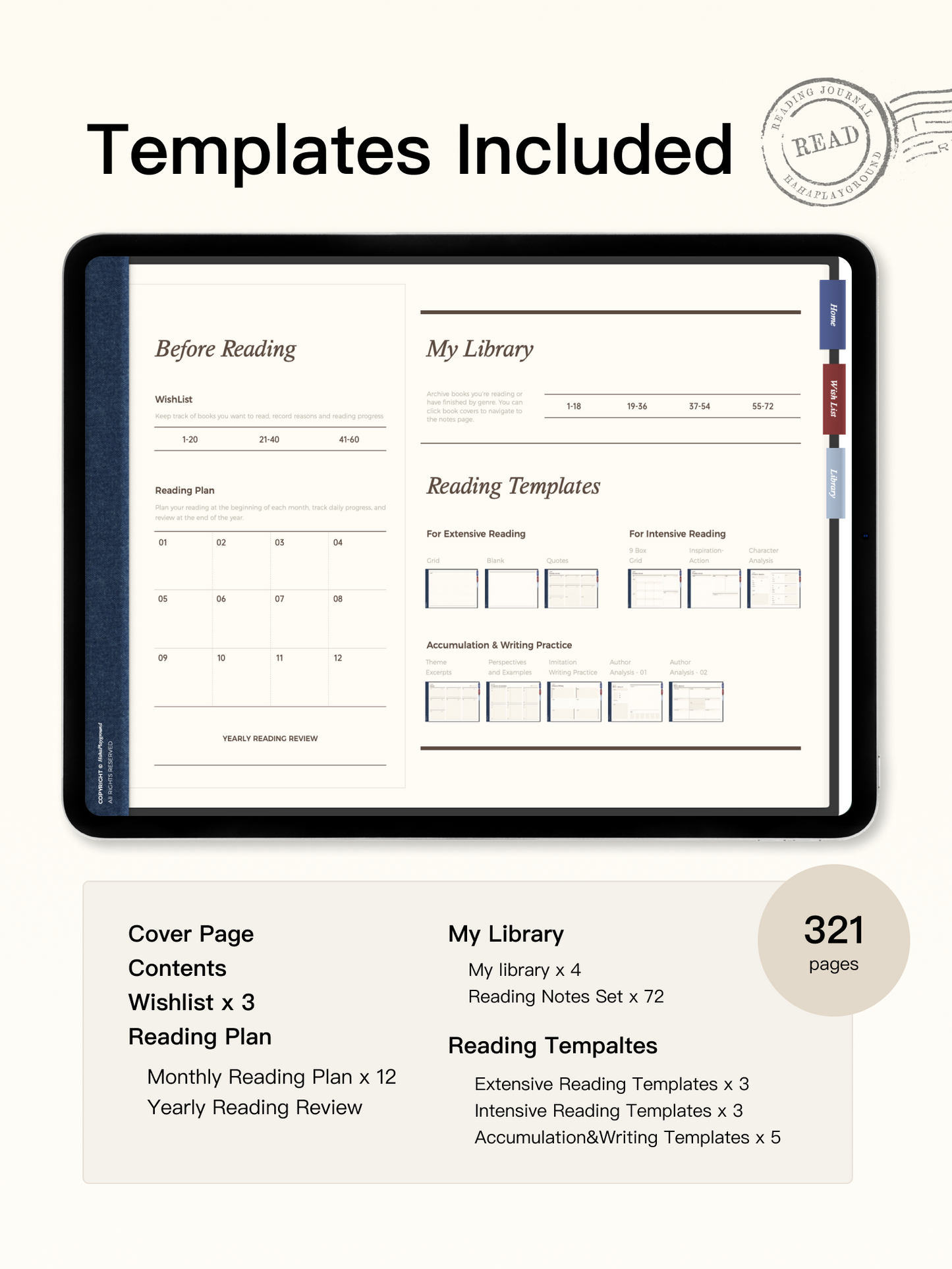 Reading Journal Digital Templates | Book Tracker, Reading Planner, Book Review